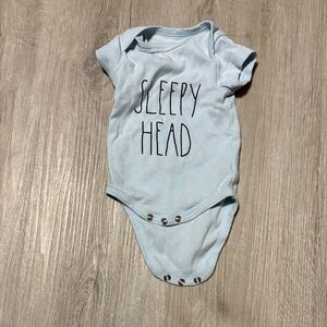 Rae Dunn Sleepy Head Light Blue Baby Onesie